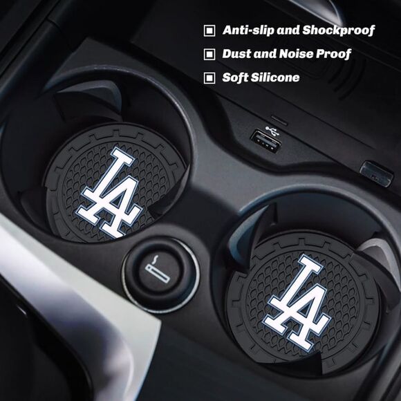 MLB Los Angeles Dodgers car cup Coasters in black Set of 2 NWT - Picture 1 of 6